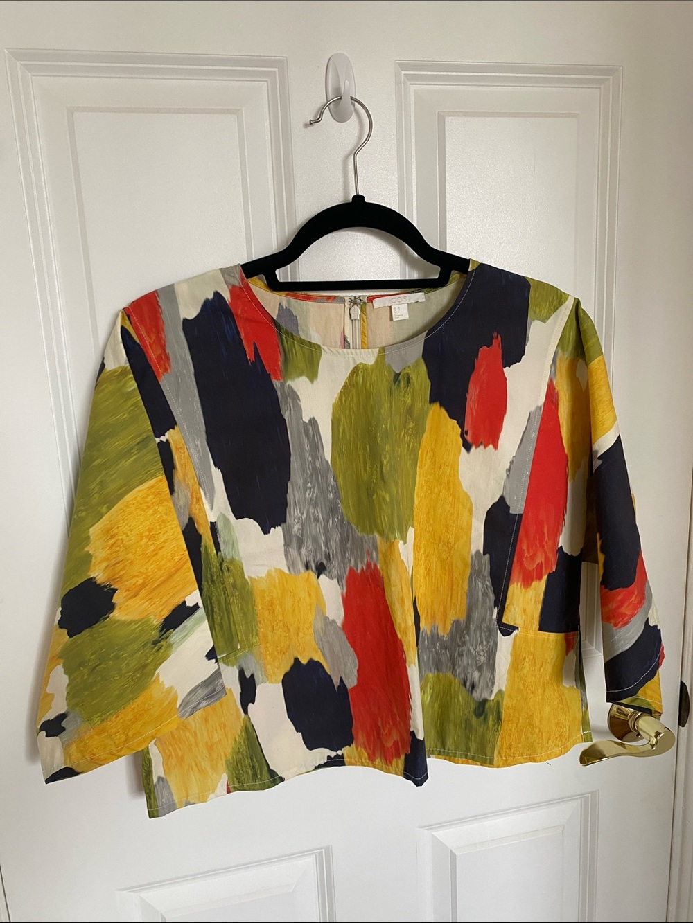 COS Abstract Painterly Print Women’s Cotton Top, Size 10 EUC